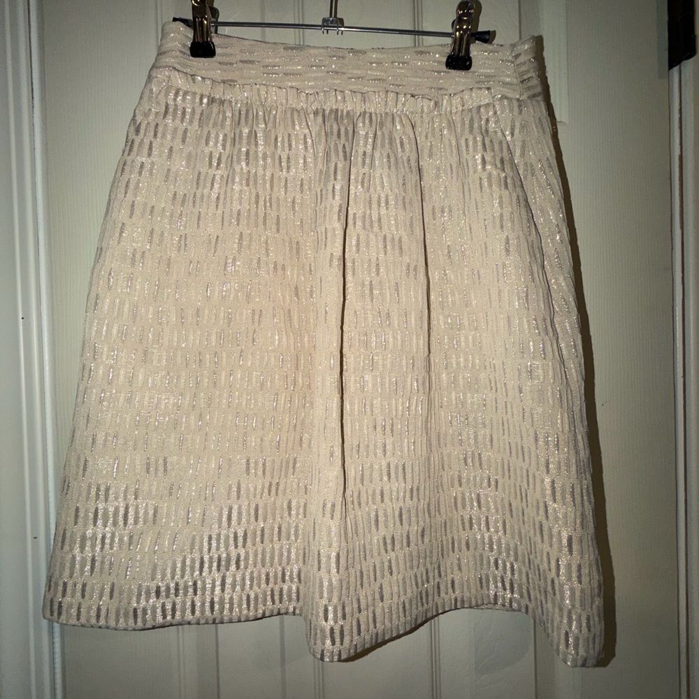 Talbots Cream Textured A-Line Skirt